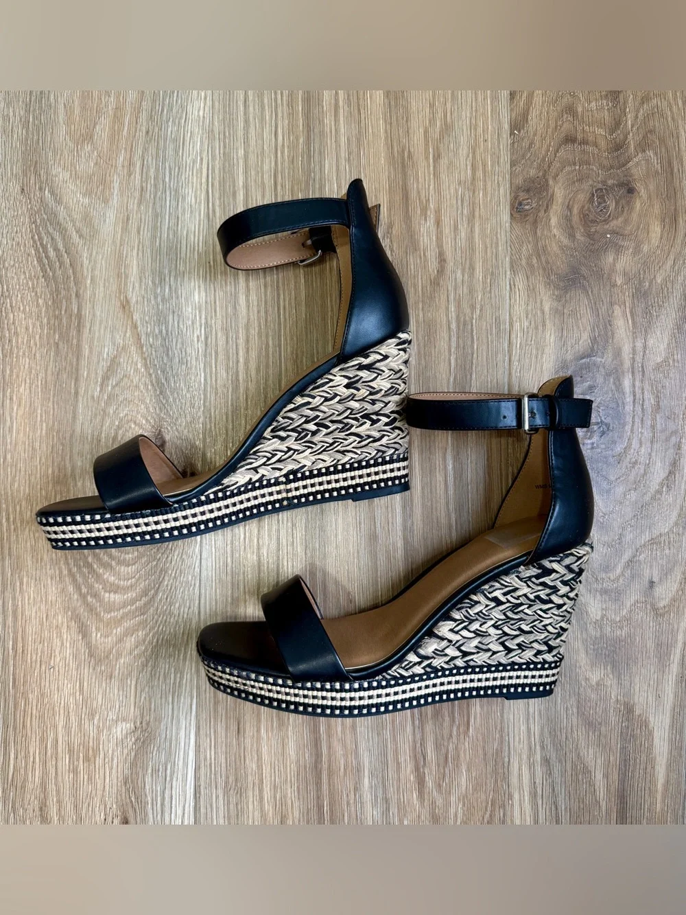 Dolce Vita Hamlet Braided Espadrille Platform Wedge Sandals Black Women’s Size 9
